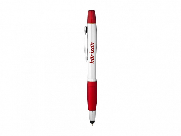 Ручка-стилус Nash с маркером, красный/серебристый с логотипом в Балашихе заказать по выгодной цене в кибермаркете AvroraStore