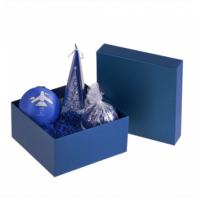Коробка Satin, малая, синяя с логотипом в Балашихе заказать по выгодной цене в кибермаркете AvroraStore