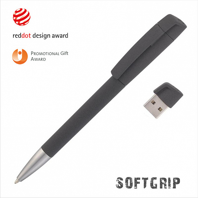 Ручка с флеш-картой USB 16GB «TURNUSsoftgrip M» с логотипом в Балашихе заказать по выгодной цене в кибермаркете AvroraStore