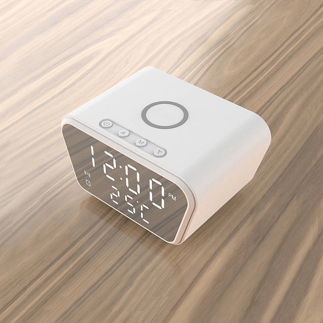Настольные часы "Smart Clock" с беспроводным (15W) зарядным устройством, будильником и термометром с логотипом в Балашихе заказать по выгодной цене в кибермаркете AvroraStore