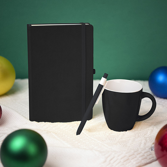 Подарочный набор HAPPINESS: блокнот, ручка, кружка, чёрный с логотипом в Балашихе заказать по выгодной цене в кибермаркете AvroraStore