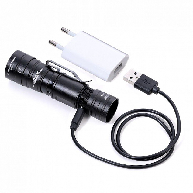 Аккумуляторный фонарь Eco Beam, черный с логотипом в Балашихе заказать по выгодной цене в кибермаркете AvroraStore