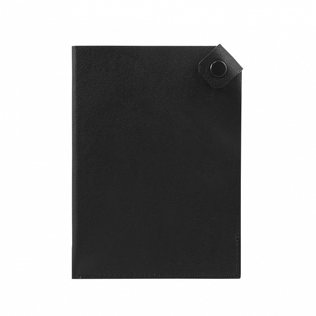 Чехол для паспорта PURE 140*90 мм., застежка на кнопке, натуральная кожа (гладкая), черный с логотипом в Балашихе заказать по выгодной цене в кибермаркете AvroraStore