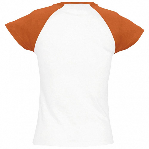 Футболка женская MILKY 150, белая с оранжевым с логотипом в Балашихе заказать по выгодной цене в кибермаркете AvroraStore