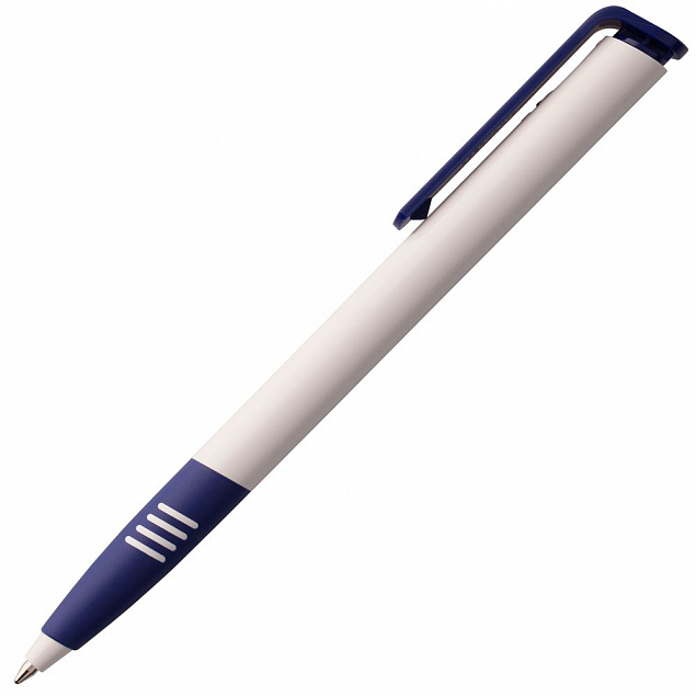 Ручка шариковая Senator Super Soft, белая с синим с логотипом в Балашихе заказать по выгодной цене в кибермаркете AvroraStore
