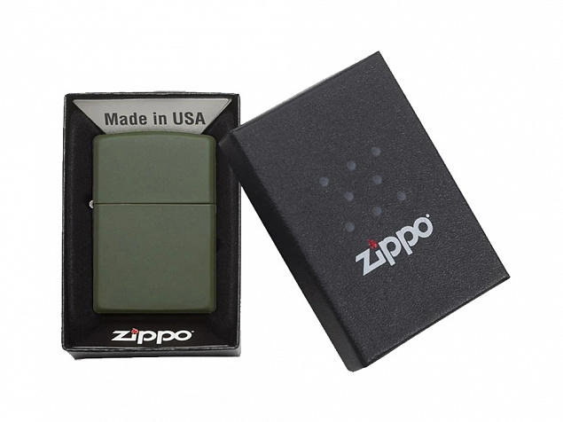 Зажигалка ZIPPO Classic с покрытием Green Matte с логотипом в Балашихе заказать по выгодной цене в кибермаркете AvroraStore