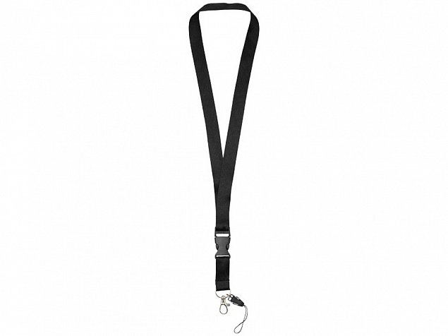 Шнурок Sagan с отстегивающейся пряжкой и держателем для телефона с логотипом в Балашихе заказать по выгодной цене в кибермаркете AvroraStore
