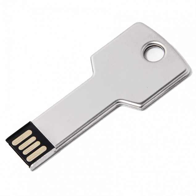 USB flash-карта KEY (16Гб), серебристая, 5,7х2,4х0,3 см, металл с логотипом в Балашихе заказать по выгодной цене в кибермаркете AvroraStore