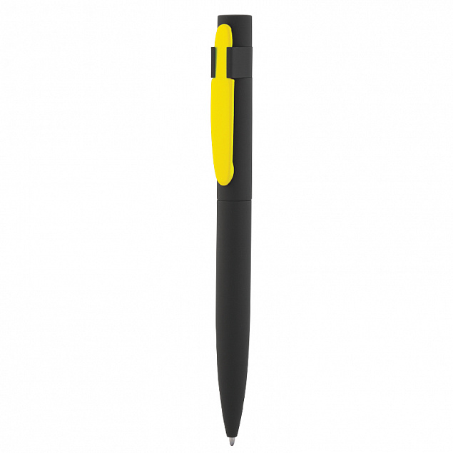 Ручка шариковая "Lip", черный/желтый, покрытие soft touch с логотипом в Балашихе заказать по выгодной цене в кибермаркете AvroraStore