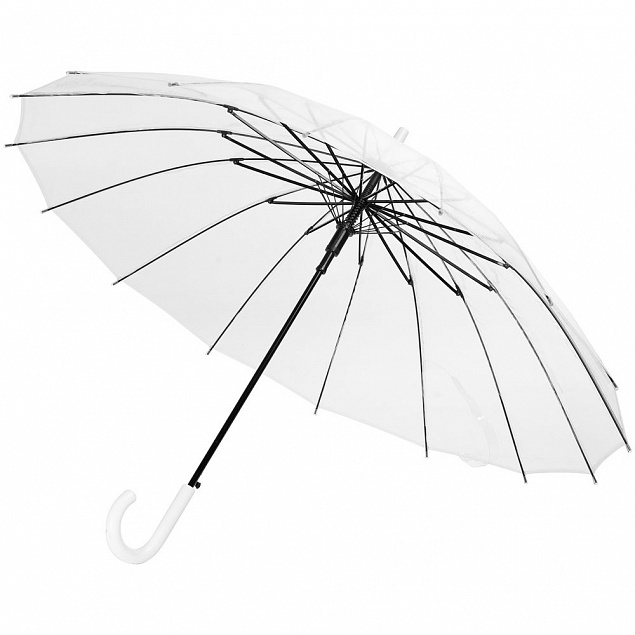 Прозрачный зонт-трость Clear 16 с логотипом в Балашихе заказать по выгодной цене в кибермаркете AvroraStore