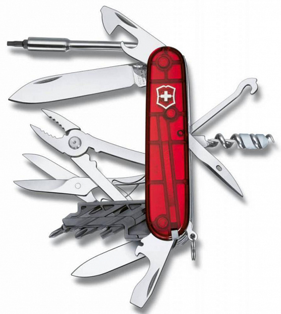 Офицерский нож CyberTool L, прозрачный красный с логотипом в Балашихе заказать по выгодной цене в кибермаркете AvroraStore