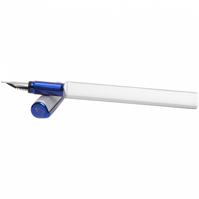 Ручка перьевая PF One, серебристая с синим с логотипом в Балашихе заказать по выгодной цене в кибермаркете AvroraStore