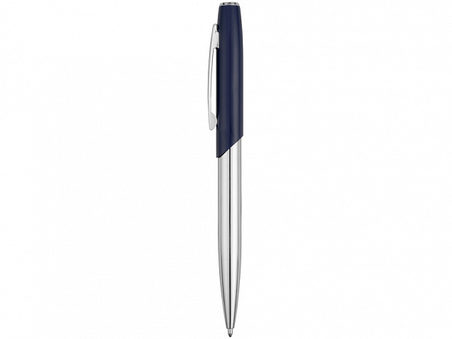 Ручка шариковая Geneva, серебристый/темно-синий с логотипом в Балашихе заказать по выгодной цене в кибермаркете AvroraStore