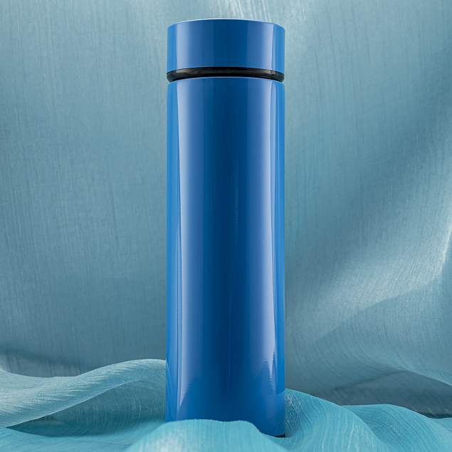 Термос Reactor с датчиком температуры (голубой) с логотипом в Балашихе заказать по выгодной цене в кибермаркете AvroraStore