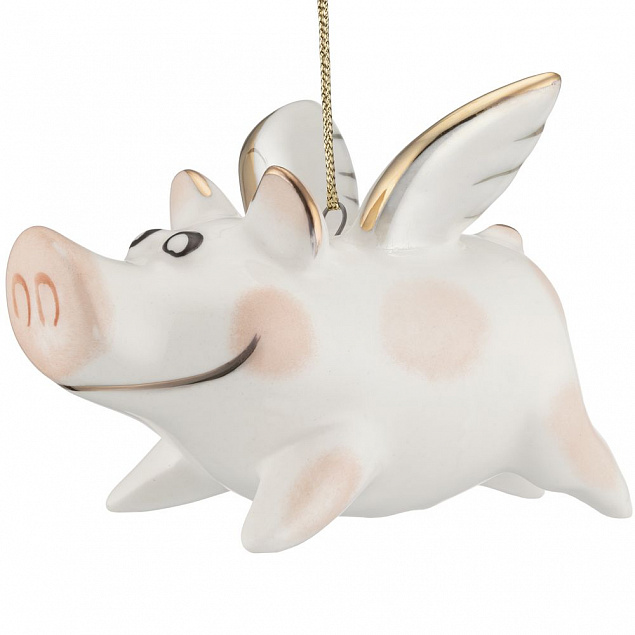Фарфоровая елочная игрушка Piggy Wingy с логотипом в Балашихе заказать по выгодной цене в кибермаркете AvroraStore