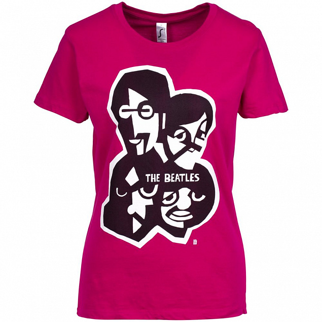Футболка женская «Меламед. The Beatles», ярко-розовая (фуксия) с логотипом в Балашихе заказать по выгодной цене в кибермаркете AvroraStore