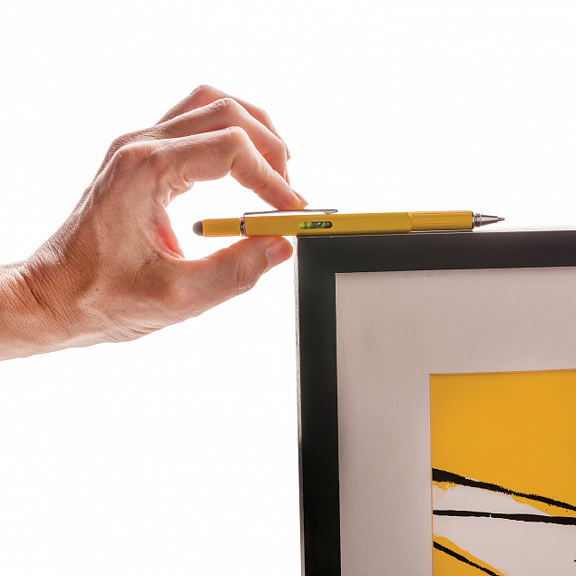 Многофункциональная ручка 5 в 1, желтый с логотипом в Балашихе заказать по выгодной цене в кибермаркете AvroraStore