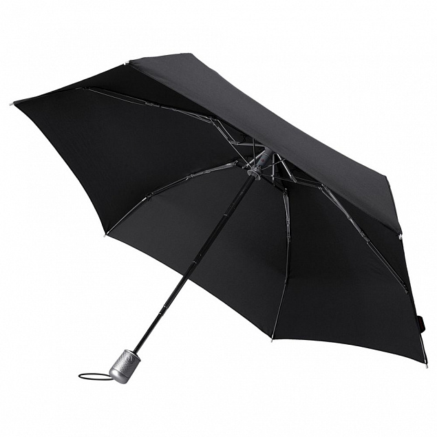 Складной зонт Alu Drop, 4 сложения, автомат, черный с логотипом в Балашихе заказать по выгодной цене в кибермаркете AvroraStore