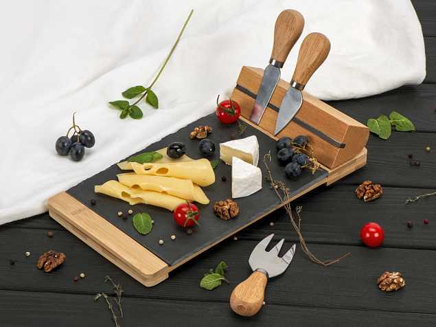 Набор для сыра из бамбука и сланца «Taleggio» с логотипом в Балашихе заказать по выгодной цене в кибермаркете AvroraStore