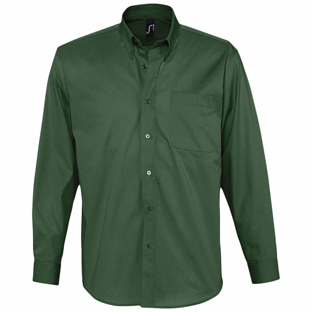 Рубашка мужская с длинным рукавом BEL AIR, темно-зеленая с логотипом в Балашихе заказать по выгодной цене в кибермаркете AvroraStore
