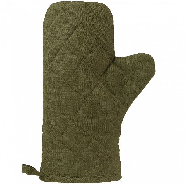 Прихватка-рукавица «Большой шеф», темно-зеленая с логотипом в Балашихе заказать по выгодной цене в кибермаркете AvroraStore