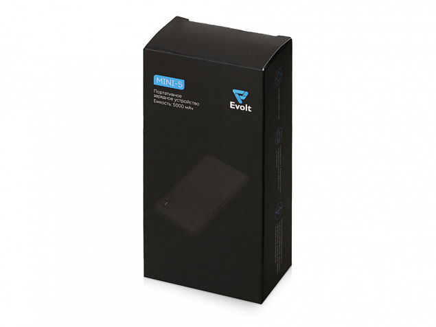 Внешний аккумулятор Evolt Mini-5, 5000 mAh, серый с логотипом в Балашихе заказать по выгодной цене в кибермаркете AvroraStore