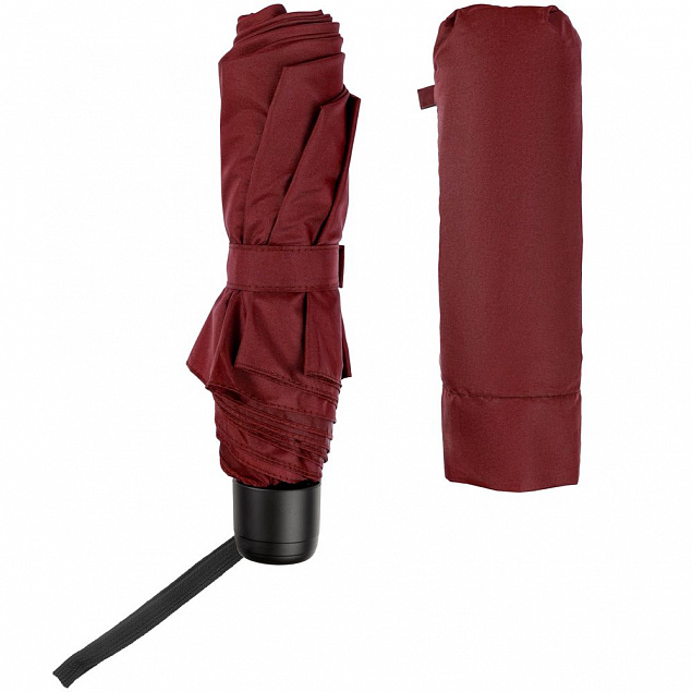Зонт складной Hit Mini ver.2, бордовый с логотипом в Балашихе заказать по выгодной цене в кибермаркете AvroraStore