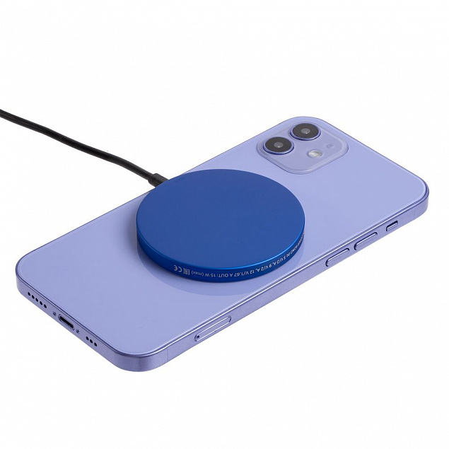 Магнитное зарядное устройство Cooper Rond, 15 Вт, синее с логотипом в Балашихе заказать по выгодной цене в кибермаркете AvroraStore
