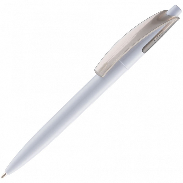 Ручка шариковая Bento, белая с серым с логотипом в Балашихе заказать по выгодной цене в кибермаркете AvroraStore