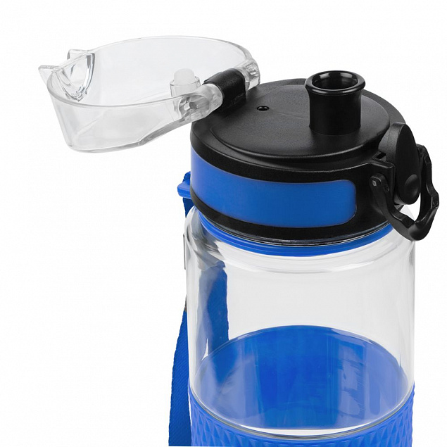 Бутылка для воды Fata Morgana, прозрачная с синим с логотипом в Балашихе заказать по выгодной цене в кибермаркете AvroraStore
