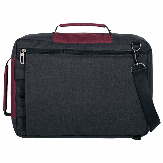 Рюкзак для ноутбука 2 в 1 twoFold, серый с бордовым с логотипом в Балашихе заказать по выгодной цене в кибермаркете AvroraStore