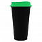 Стакан с крышкой Color Cap Black, черный с зеленым с логотипом в Балашихе заказать по выгодной цене в кибермаркете AvroraStore