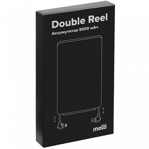 Внешний аккумулятор Double Reel 5000 мАч, черный с логотипом в Балашихе заказать по выгодной цене в кибермаркете AvroraStore