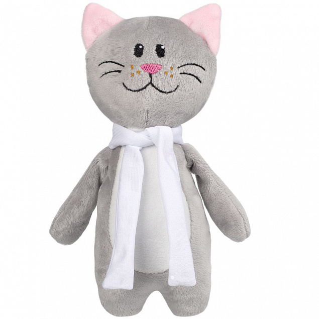 Мягкая игрушка Beastie Toys, котик с белым шарфом с логотипом в Балашихе заказать по выгодной цене в кибермаркете AvroraStore
