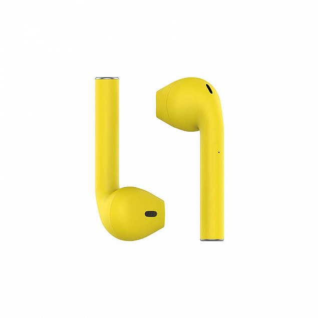 Наушники беспроводные с зарядным боксом TWS AIR SOFT, цвет желтый  с логотипом в Балашихе заказать по выгодной цене в кибермаркете AvroraStore