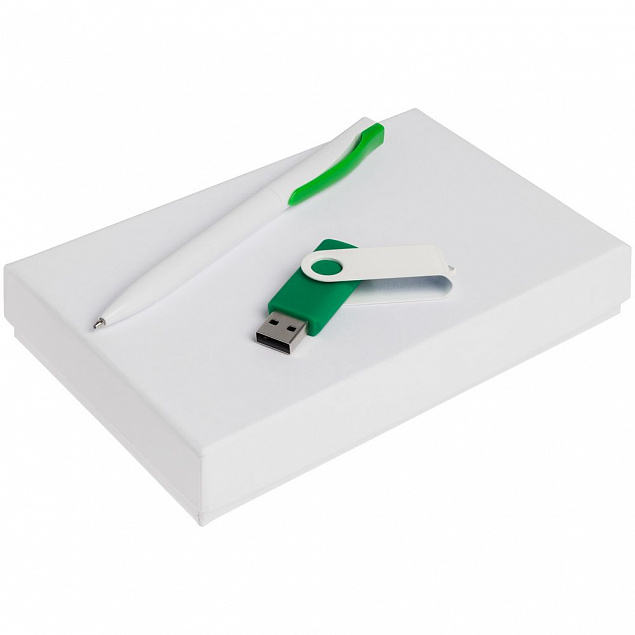 Набор Twist White, белый с зеленым, 8 Гб с логотипом в Балашихе заказать по выгодной цене в кибермаркете AvroraStore