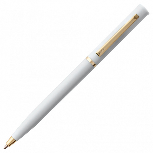 Ручка шариковая Euro Gold, белая с логотипом в Балашихе заказать по выгодной цене в кибермаркете AvroraStore