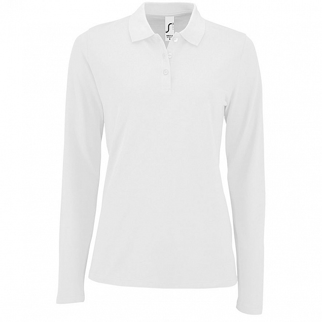 Рубашка поло женская с длинным рукавом PERFECT LSL WOMEN, белая с логотипом в Балашихе заказать по выгодной цене в кибермаркете AvroraStore