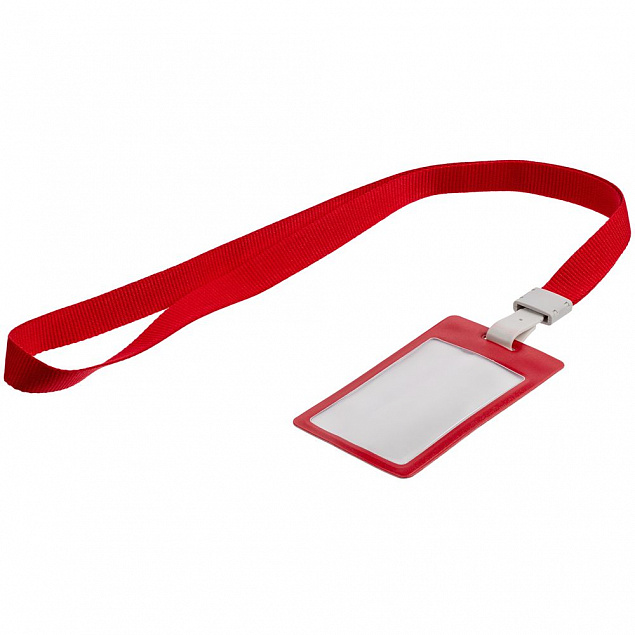 Карман для бейджа с лентой Staff, красный с логотипом в Балашихе заказать по выгодной цене в кибермаркете AvroraStore