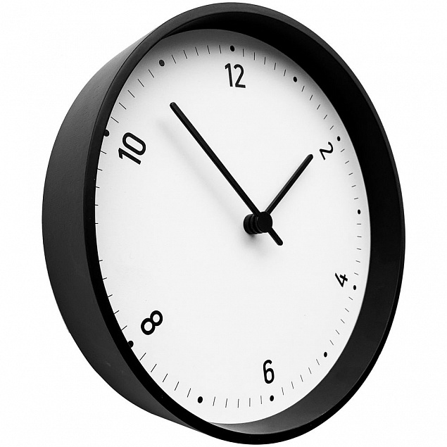 Часы настенные Helsey, белые с черным с логотипом в Балашихе заказать по выгодной цене в кибермаркете AvroraStore