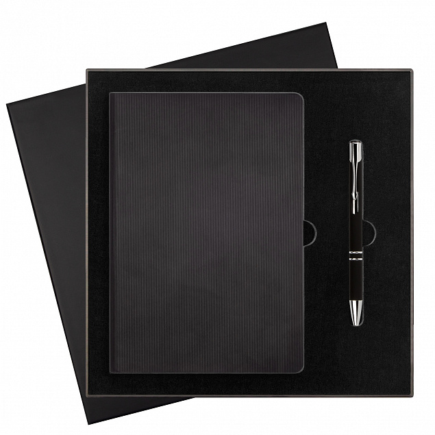 Подарочный набор Portobello/Rain черный (Ежедневник недат А5, Ручка) с логотипом в Балашихе заказать по выгодной цене в кибермаркете AvroraStore