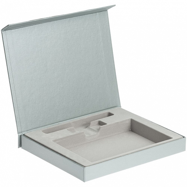 Коробка Memo Pad для блокнота, флешки и ручки, серебристая с логотипом в Балашихе заказать по выгодной цене в кибермаркете AvroraStore