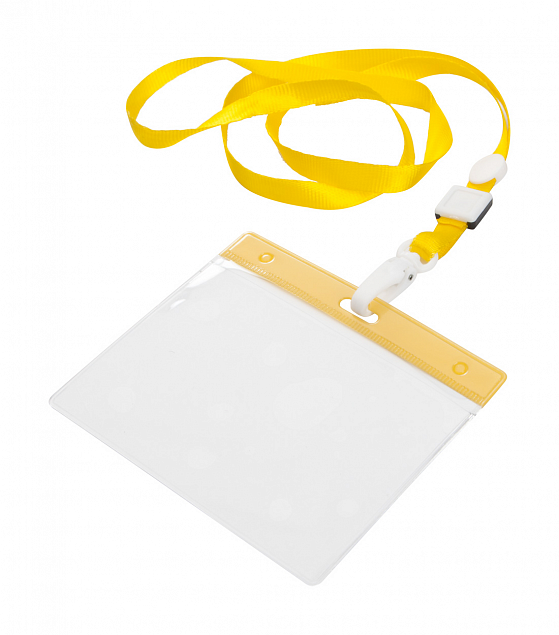 Чехол для бейджа с ланьярдом,желтый с логотипом в Балашихе заказать по выгодной цене в кибермаркете AvroraStore