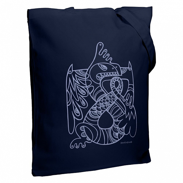 Холщовая сумка «Кетцалькоатль», темно-синяя с логотипом в Балашихе заказать по выгодной цене в кибермаркете AvroraStore
