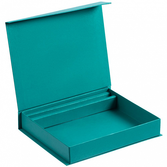 Коробка Duo под ежедневник и ручку, бирюзовая с логотипом в Балашихе заказать по выгодной цене в кибермаркете AvroraStore
