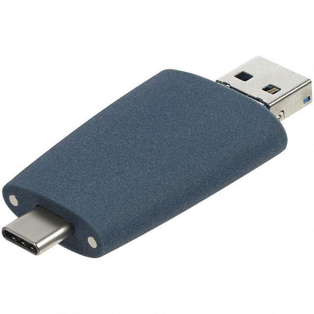 Флешка Pebble universal, USB 3.0, серо-синяя, 32 Гб с логотипом в Балашихе заказать по выгодной цене в кибермаркете AvroraStore