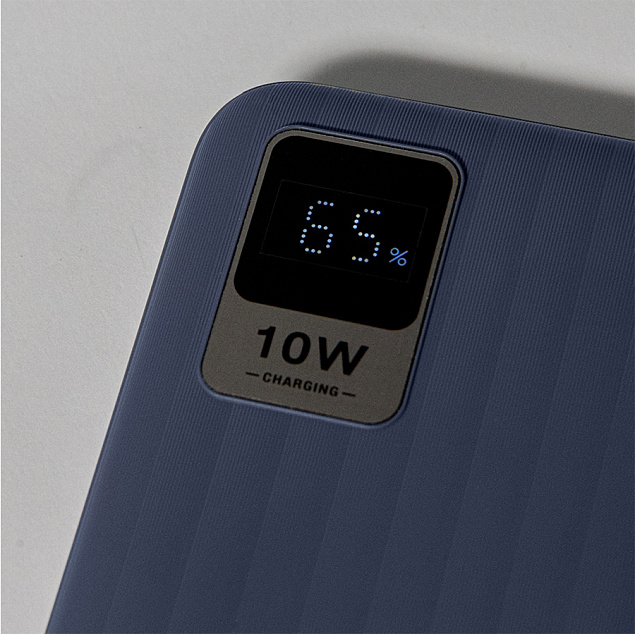 Универсальный аккумулятор OMG Wave 10 (10000 мАч), синий, 14,9х6.7х1,6 см с логотипом в Балашихе заказать по выгодной цене в кибермаркете AvroraStore
