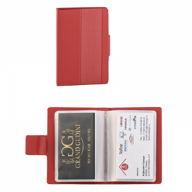 Визитница "Office" (40 визиток), красная с логотипом в Балашихе заказать по выгодной цене в кибермаркете AvroraStore