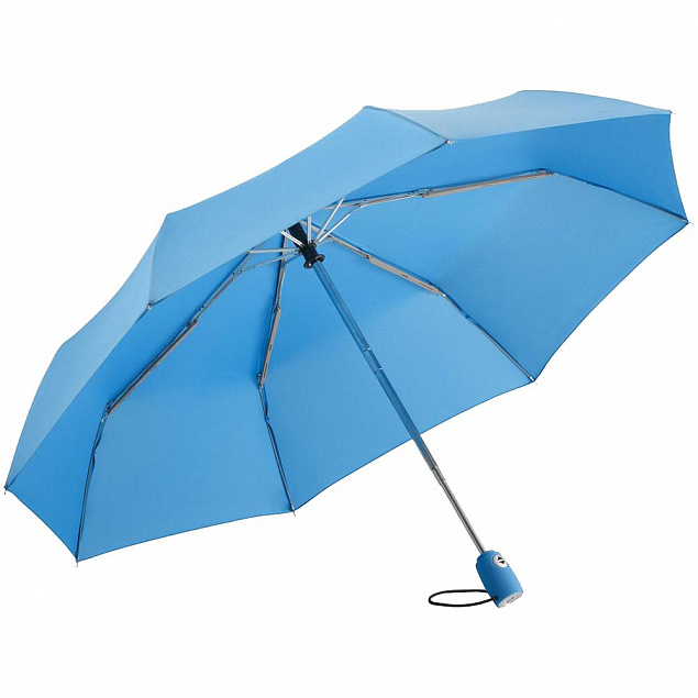 Зонт складной AOC, голубой с логотипом в Балашихе заказать по выгодной цене в кибермаркете AvroraStore