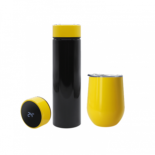 Набор Hot Box Duo CB grey (черный с желтым) с логотипом в Балашихе заказать по выгодной цене в кибермаркете AvroraStore